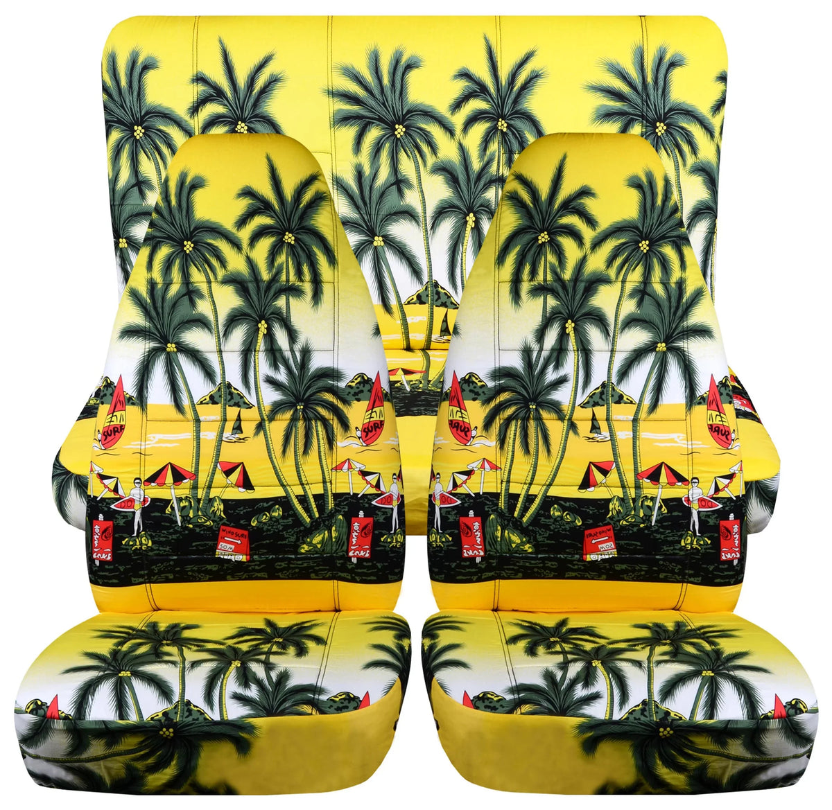 Palm LJ 2003-2006 w Setr Seat wrangler Yellow Fits Covers: Print - Hawaiian Tree Jeep T242-Designcovers Full