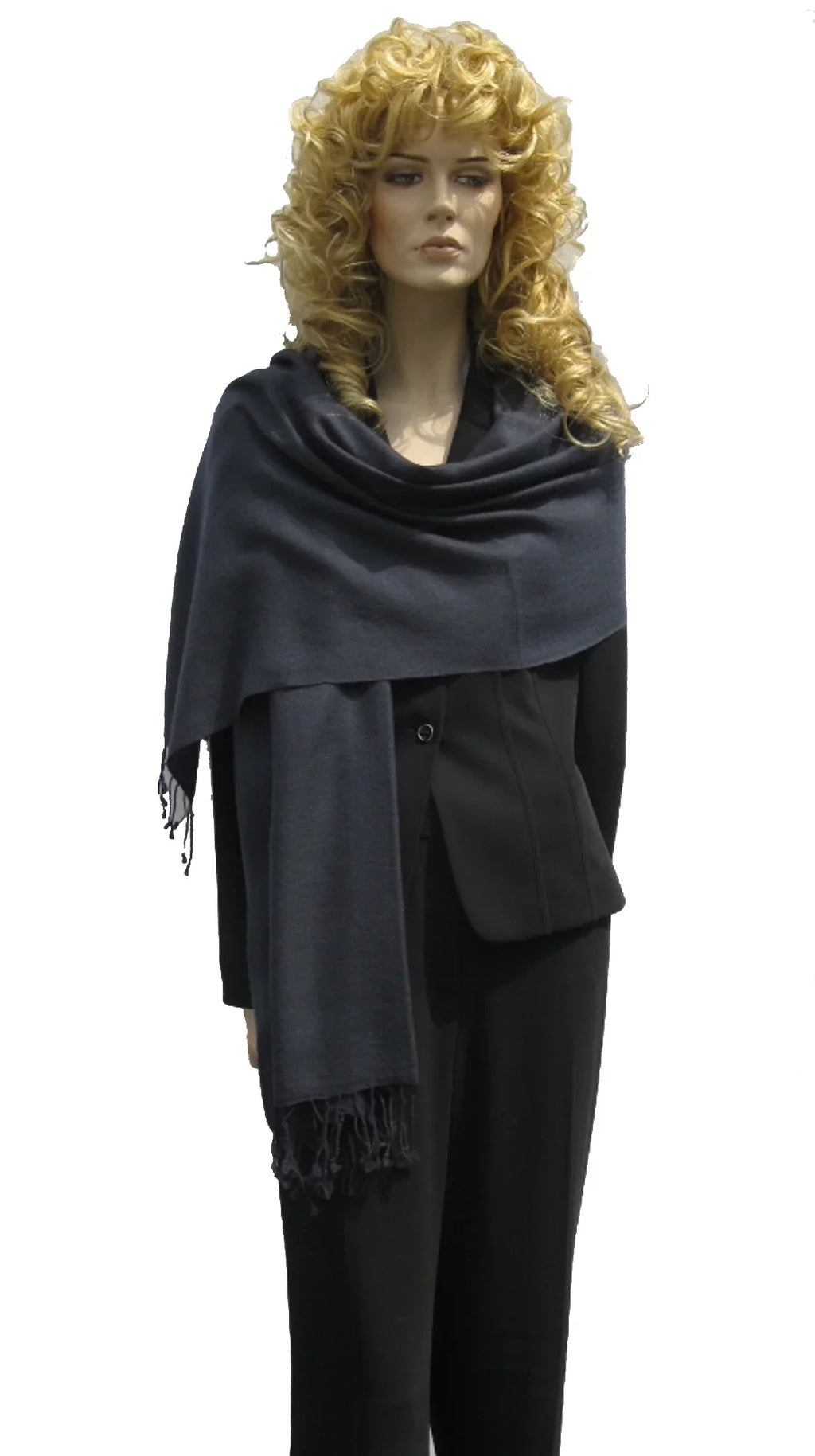 Shawl) Shawl/Shawls/Scarf/Scarves/Wrap/Stole/Muffler/Cape/Ruana/Blanket/Throw/Pashmina Charcoal Regular Shawl/Cashmere Scarf/Wool/Silk (Dark