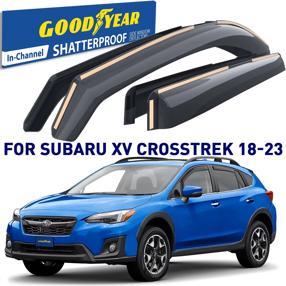 Deflector, Visors Subaru Accessories, in-Channel Deflectors pcs Cars, Goodyear 4 Car Shatterproof Vent Rain for 2017-2023, Guards, 2018-2023/Impreza - GY003477 for Crosstrek Window Window Hatchback XV