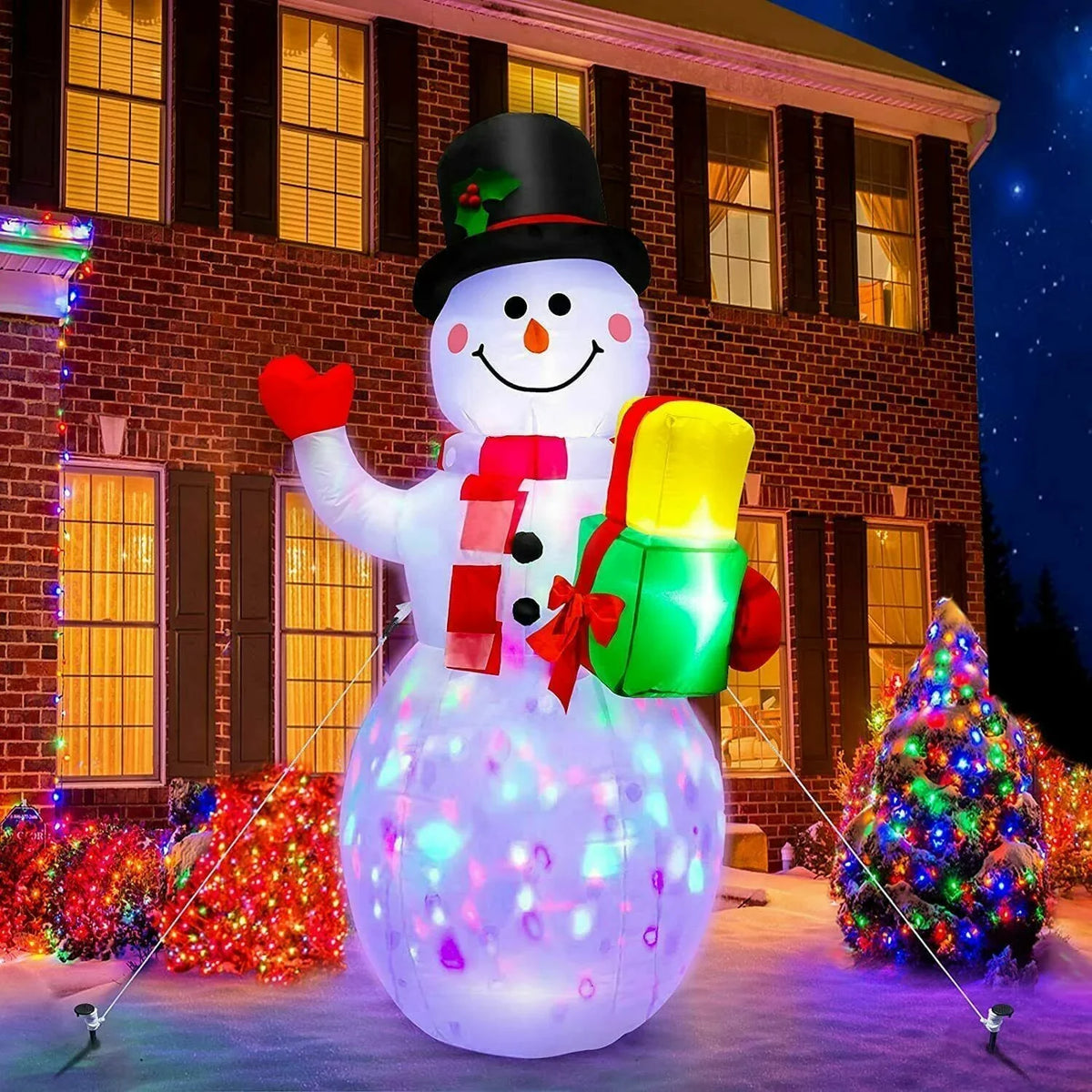 Decoration Blow Lights Up with Christmas LED Decor Garden Snowman Christmas Outdoor Rotating Inflatables Yard 5ft