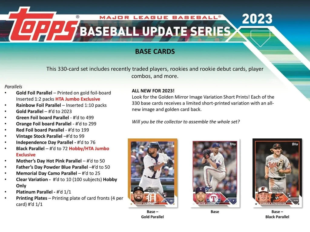 Card 2023 Trading Box Topps HOBBY Update MLB Baseball Series