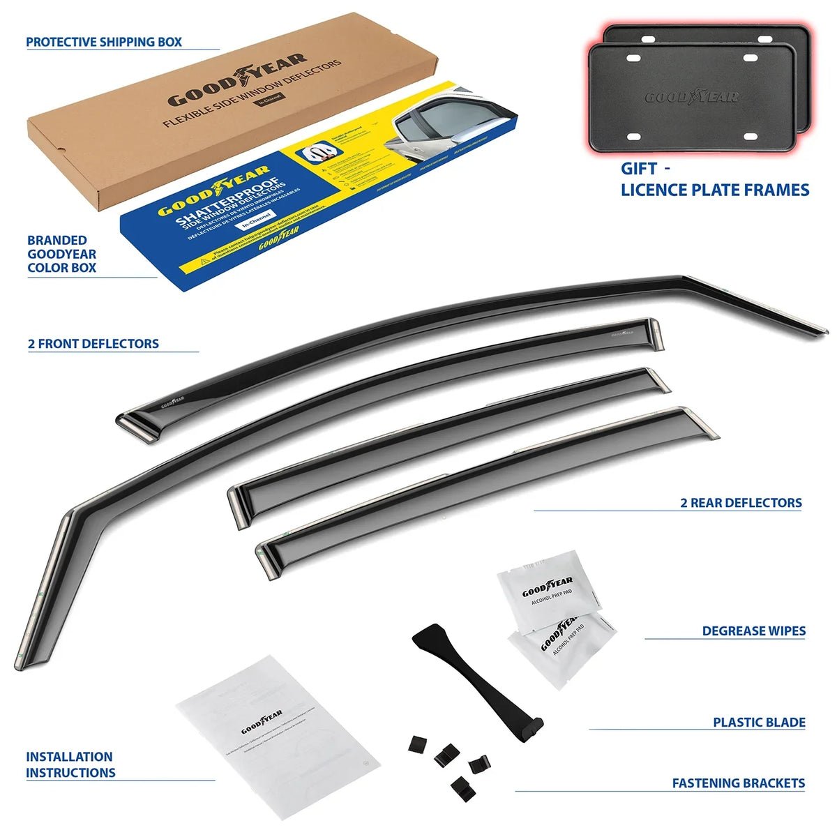 Deflector, Visors Subaru Accessories, in-Channel Deflectors pcs Cars, Goodyear 4 Car Shatterproof Vent Rain for 2017-2023, Guards, 2018-2023/Impreza - GY003477 for Crosstrek Window Window Hatchback XV