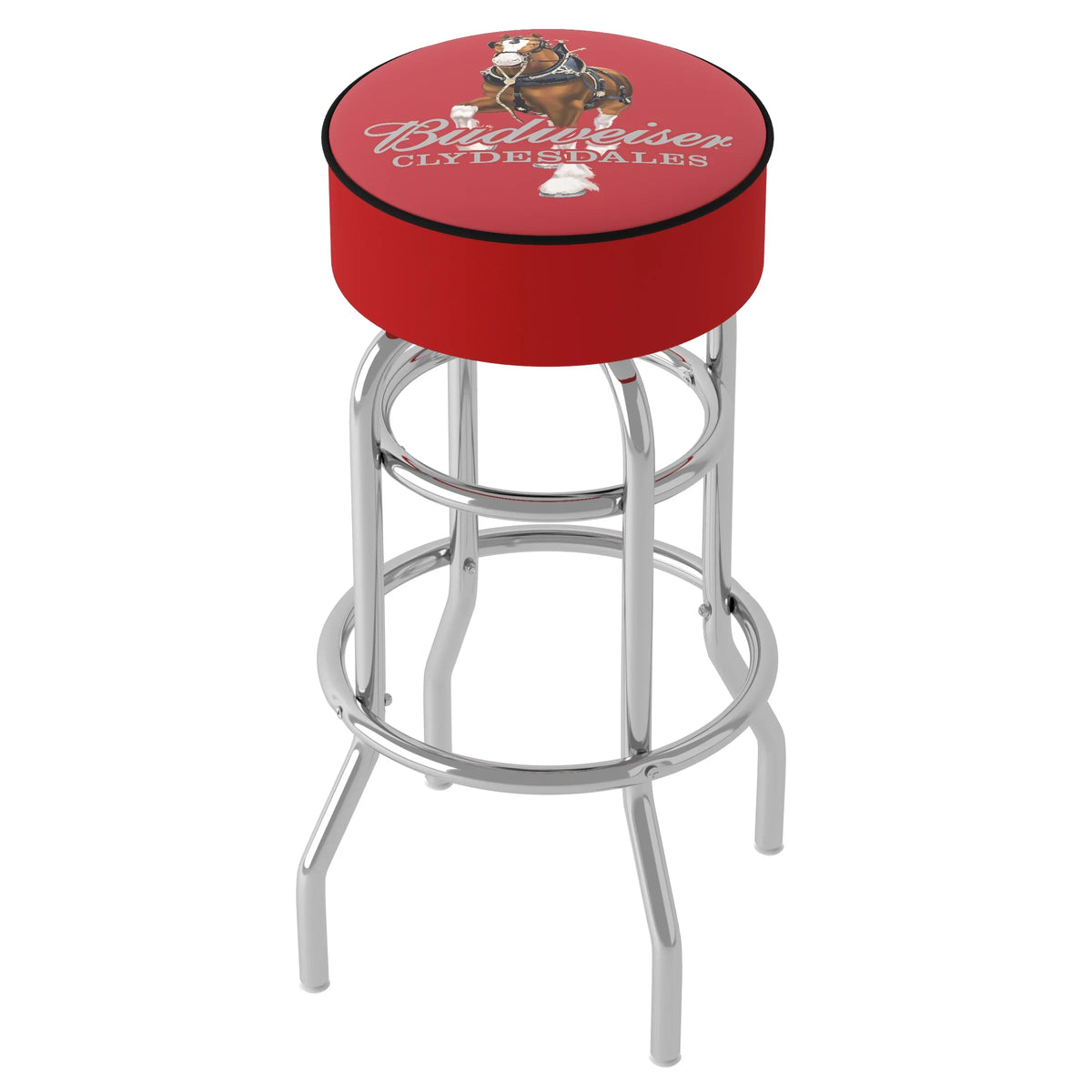 Bar - Swivel Red Stool Padded Budweiser Clydesdale