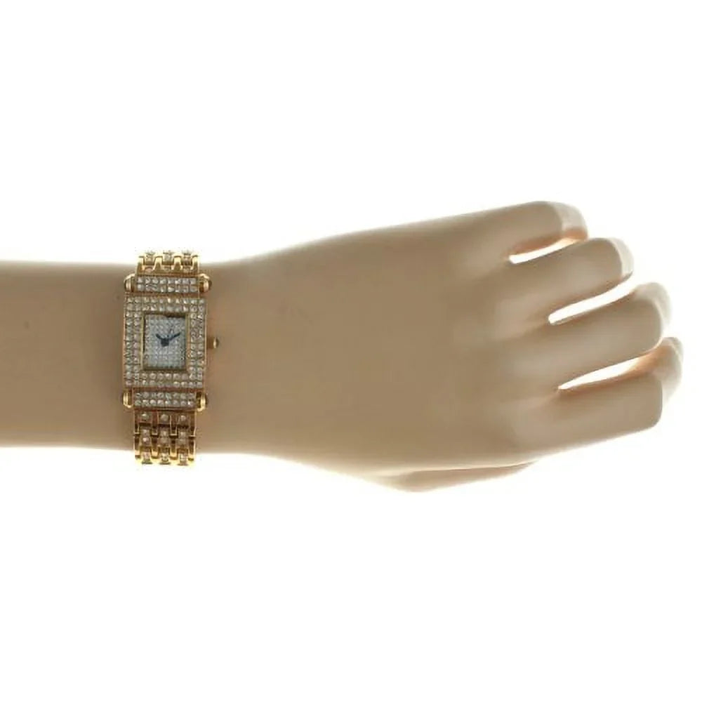 Bands 691G Crystal-Accented Interchangeable Peugeot Two Gold-Tone Women's with Leather Watch