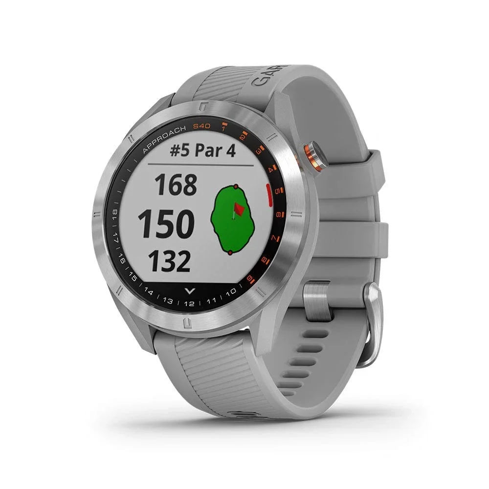 Display, Golf GPS Gray/Stainless Approach With Lightweight S40, Smartwatch, Touchscreen Steel Stylish Garmin