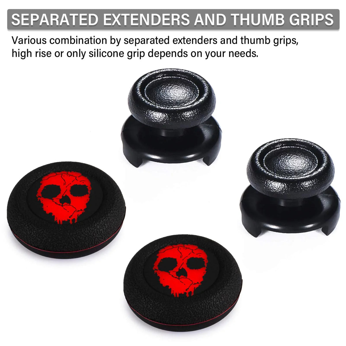 Controller Cover Extender Printing for Silicone (Ghost Sets Rubber & PS4 Playrealm & Thumbstick Red) FPS Dualsenese PS5 Grip 2