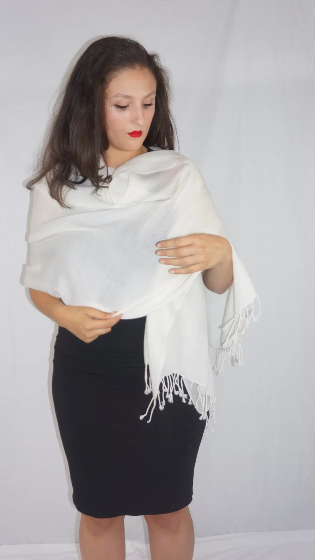 Shawl) Shawl/Cashmere Shawl/Shawls/Scarf/Scarves/Wrap/Stole/Muffler/Cape/Ruana/Blanket/Throw/Pashmina Regular Scarf/Wool/Silk (Cream/Ivory