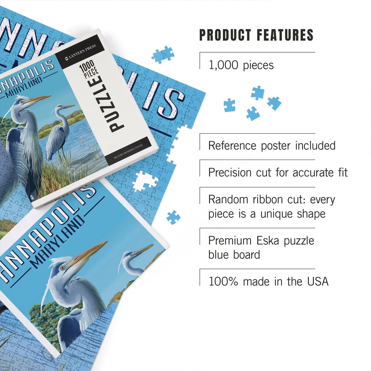 Press 1000 Maryland, Blue Lantern Herons Jigsaw Puzzle, Annapolis, Piece