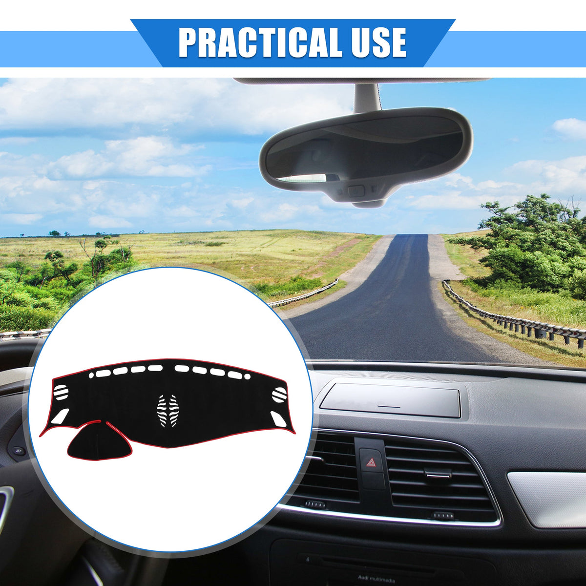 Console 2010-2015 Center Car Polyester Cover Bargains Nissan Red Dashboard Protective Compatible March for Unique