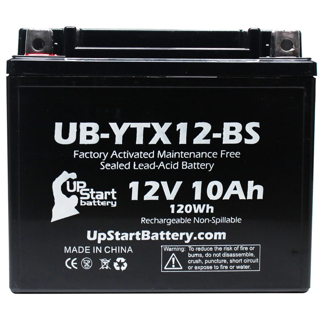 GSX-R1000 Factory 3-Pack Battery CC - 12V, 2003 Replacement Motorcycle UpStart UB-YTX12-BS 10Ah, Free, Activated, Maintenance for Suzuki 1000 Battery