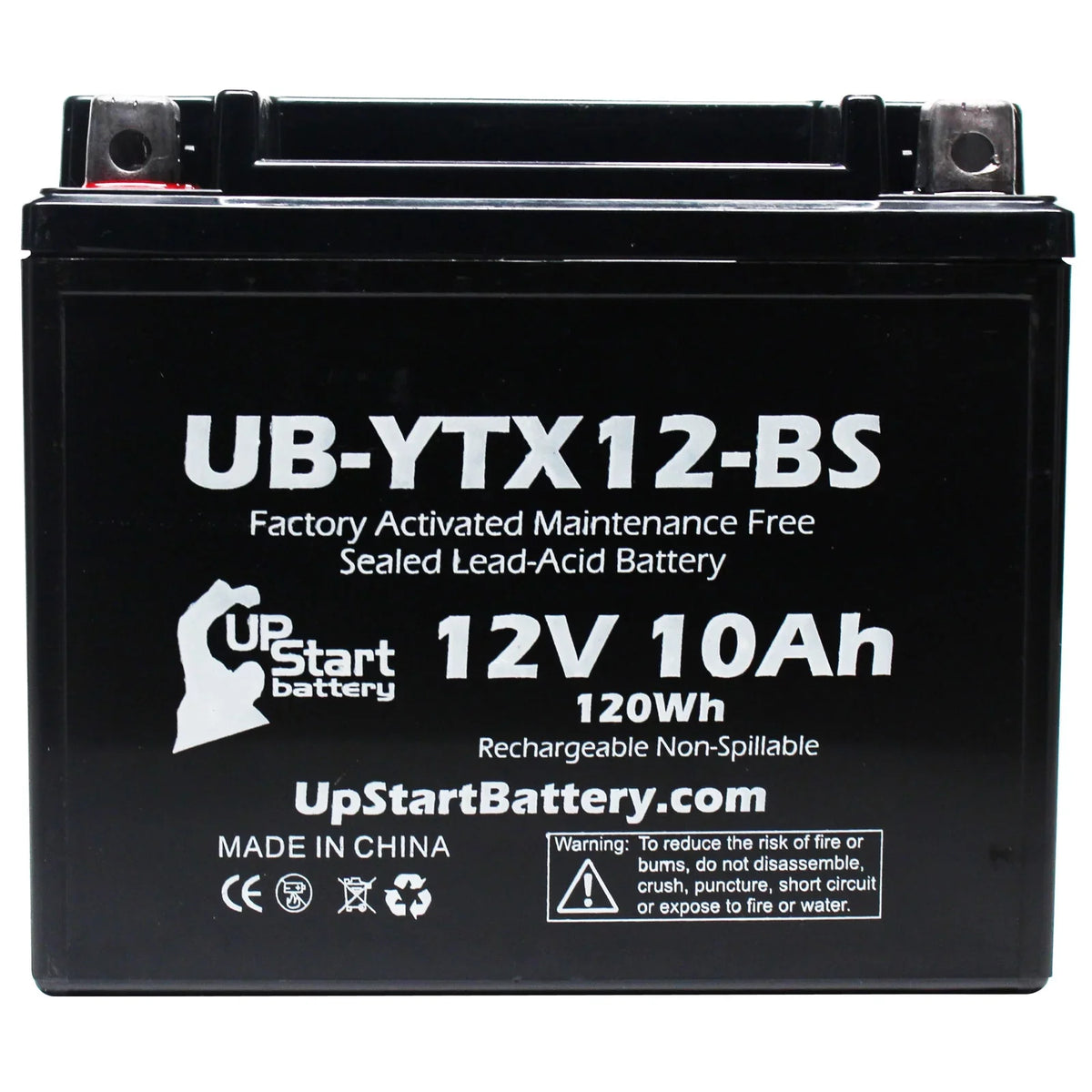 GSX-R1000 Factory 3-Pack Battery CC - 12V, 2003 Replacement Motorcycle UpStart UB-YTX12-BS 10Ah, Free, Activated, Maintenance for Suzuki 1000 Battery