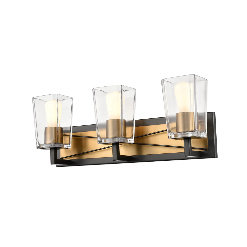 Satin Light Riverdale and Nickel Vanity Graphite 3 Glass with Clear