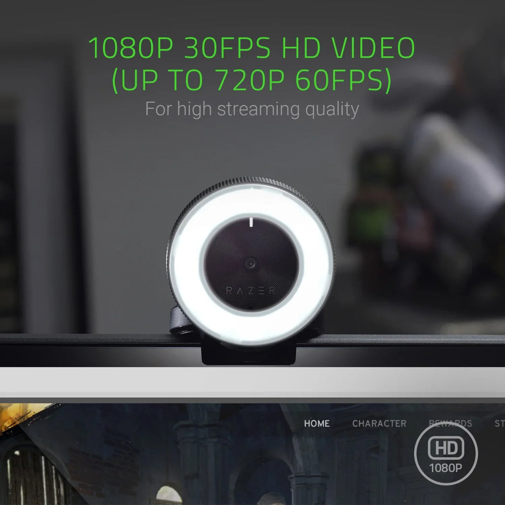 Light Razer 60 Webcam: w/ Microphone FPS - / FPS Ring Brightness Adjustable Built-in - Streaming Kiyo 1080p 720p - Autofocus Advanced 30