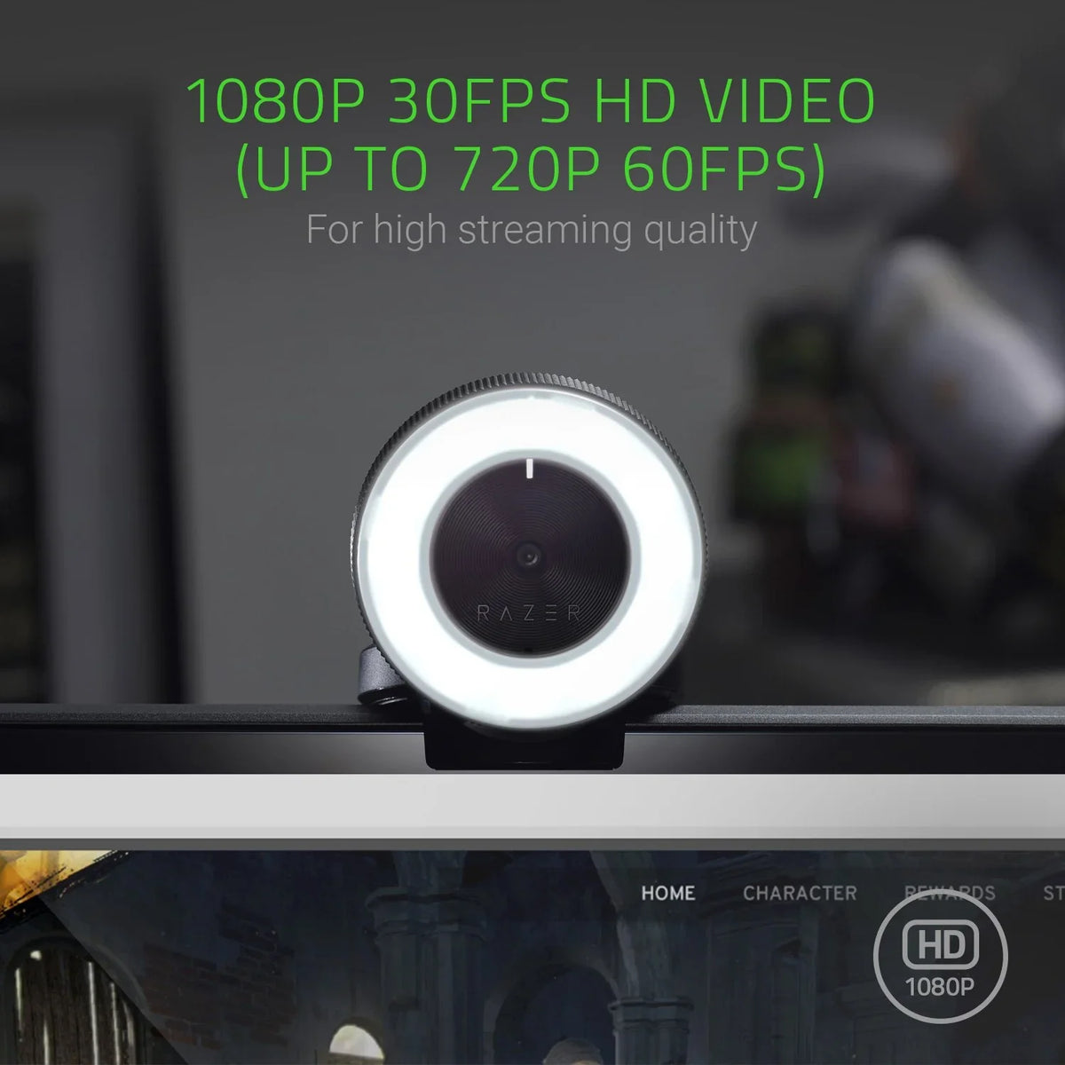 Light Razer 60 Webcam: w/ Microphone FPS - / FPS Ring Brightness Adjustable Built-in - Streaming Kiyo 1080p 720p - Autofocus Advanced 30