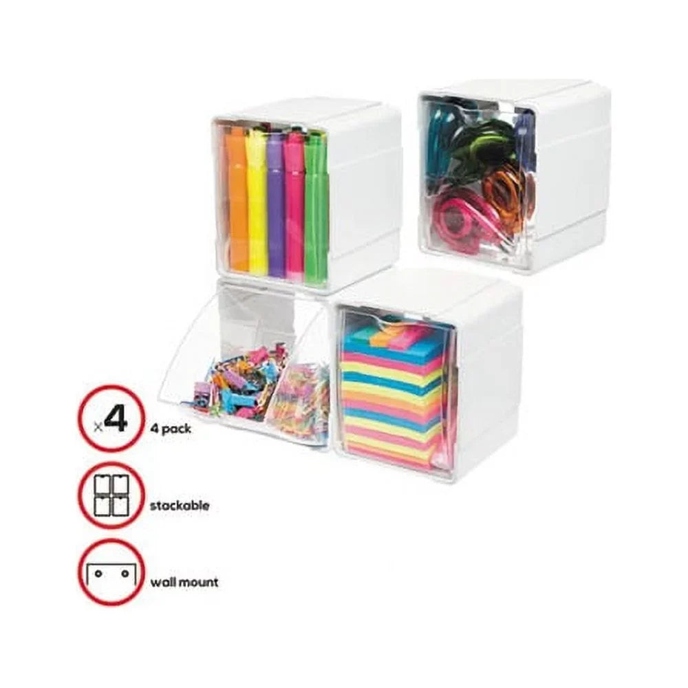 x 5 4 White/Clear 1/2, Interlocking Organizer Bin 4 4-Bin 5/8 x Tilt 7/8