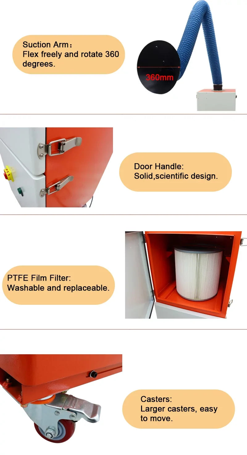 Extractor Mobile Purifier Welding 220V Smoke EQCOTWEA Fume Welding Single Arm