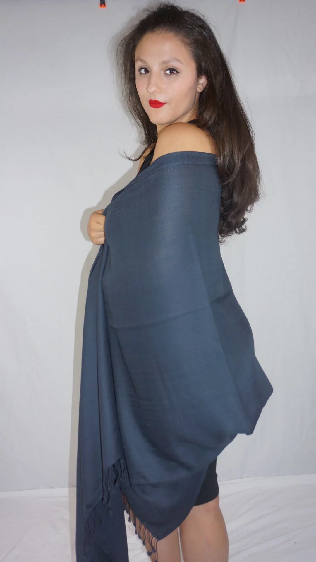 Shawl) Shawl/Shawls/Scarf/Scarves/Wrap/Stole/Muffler/Cape/Ruana/Blanket/Throw/Pashmina Charcoal Regular Shawl/Cashmere Scarf/Wool/Silk (Dark