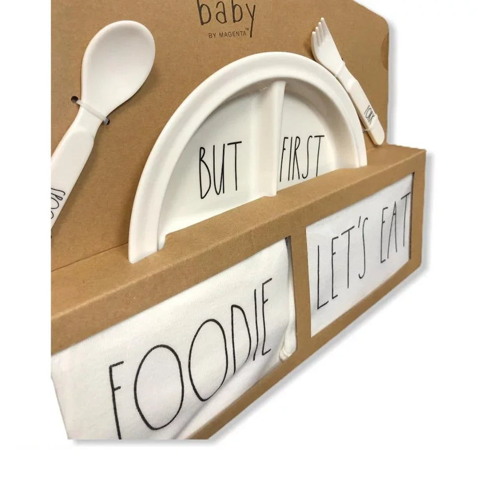 Plate Dunn 5 (0-3 Bib Bodysuit Set: Foodie Utensils Rae Gift Baby Months) Piece