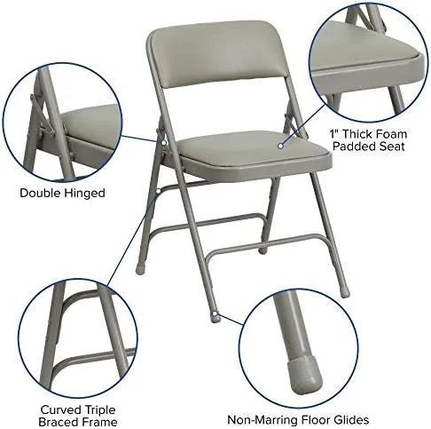 Curved Hinged Chair Braced Series Pack Folding 4 Triple & Metal Vinyl HERCULES Double Gray
