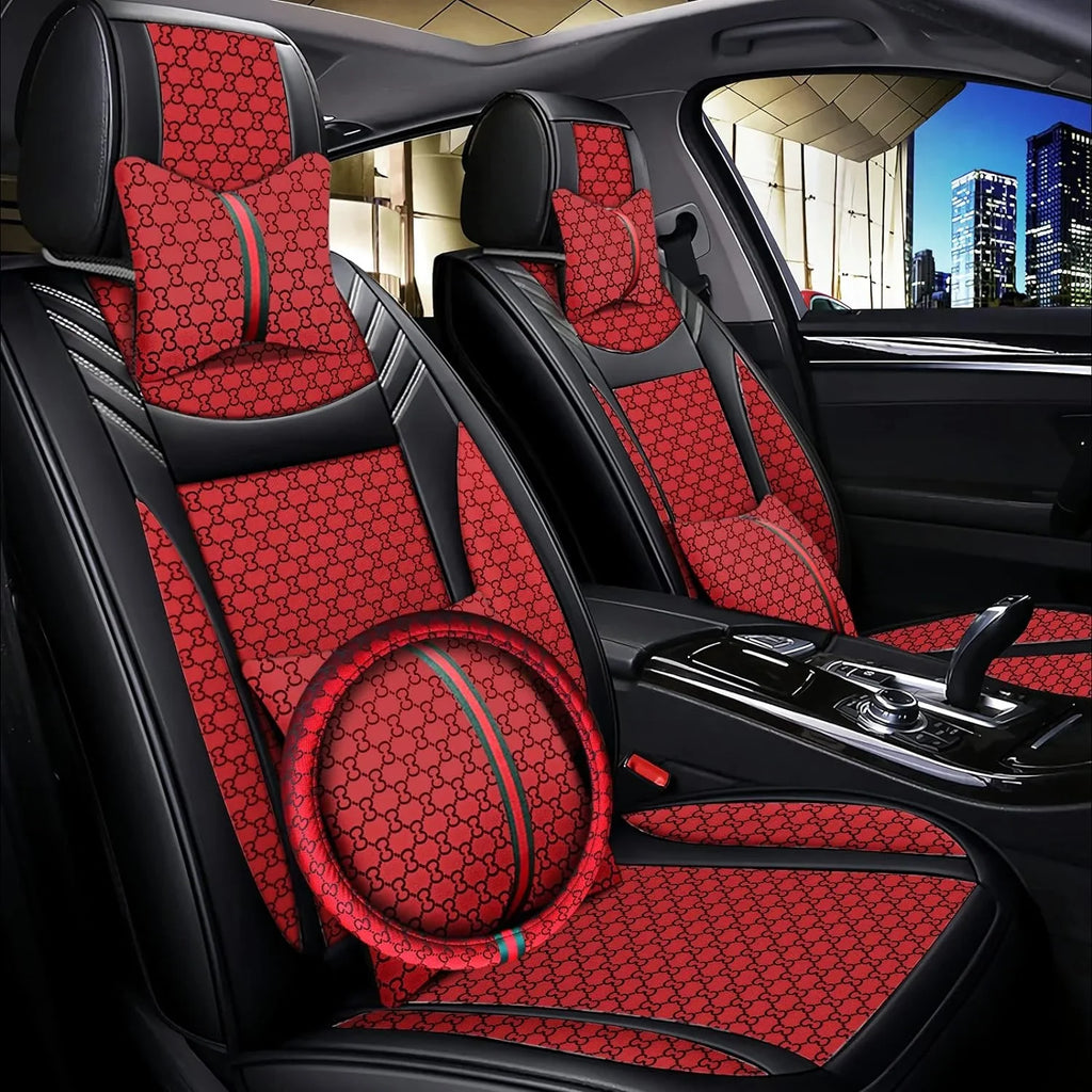 Fit Set Wheel Accessories Seat Seat Automotive Leather ci,same Guc Luxury 5 Trucks, and Included(Gray) Covers Pillows SUV & Full Pick-up Covers KABUQI high-end Cars model Seat Steering for Cover
