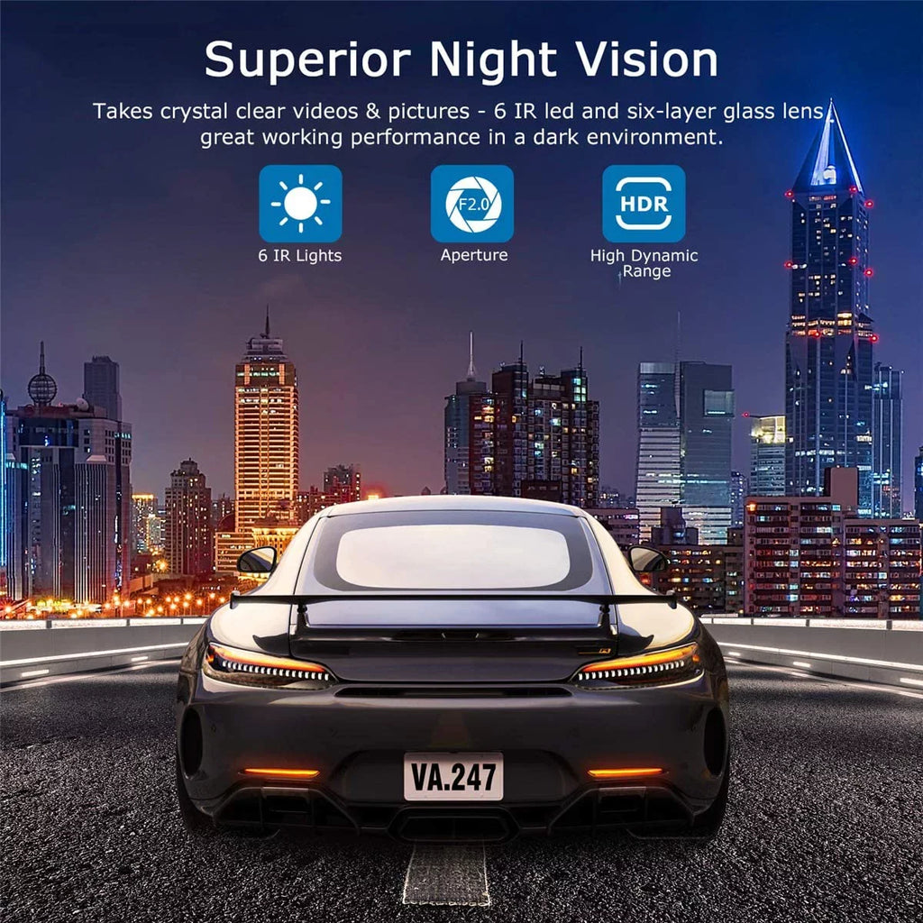 Angle Wide Car in Dashcam Recorder ORSKEY Cam G-Sensor LCD Camera Display Dash DVR with HD 3.0" Night Cars WDR Car Vision Dashboard 1080P Video for Camera Full 170