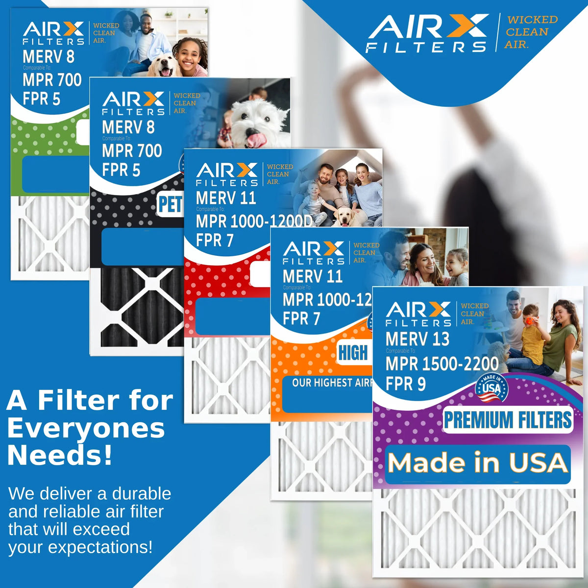 1200 & Filter #000-0448-001 MPR by with Compatible to MERV Skuttle 16x25x5 2 Made Air Filter Comparable 7 AIRX FPR AIR. 16x25x5 Pack CLEAN WICKED MPR DB-25-16 1000, 11 Premium FILTERS USA Furnace