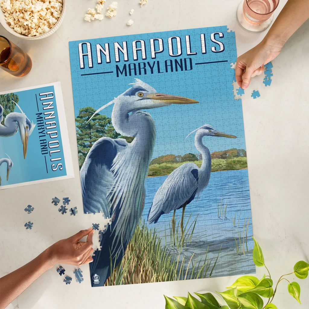 Press 1000 Maryland, Blue Lantern Herons Jigsaw Puzzle, Annapolis, Piece