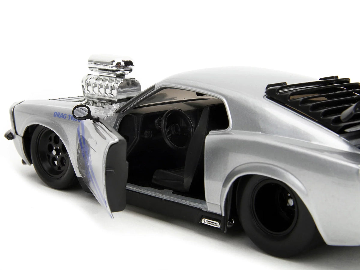 Car Drag by Boss Mustang Muscle Model Metallic Trooper Highway Diecast 429 1970 Silver Series 1/24 Drag Jada Ford Bigtime -