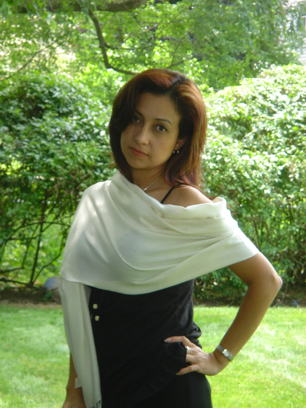 Shawl) Shawl/Cashmere Shawl/Shawls/Scarf/Scarves/Wrap/Stole/Muffler/Cape/Ruana/Blanket/Throw/Pashmina Regular Scarf/Wool/Silk (Cream/Ivory