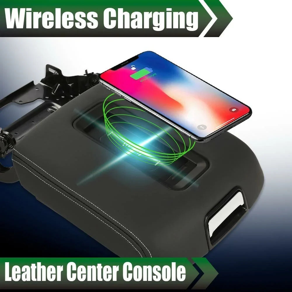 Wireless 15-20 Chevy Charging For Lid Console Center Fit Armrest Tahoe With