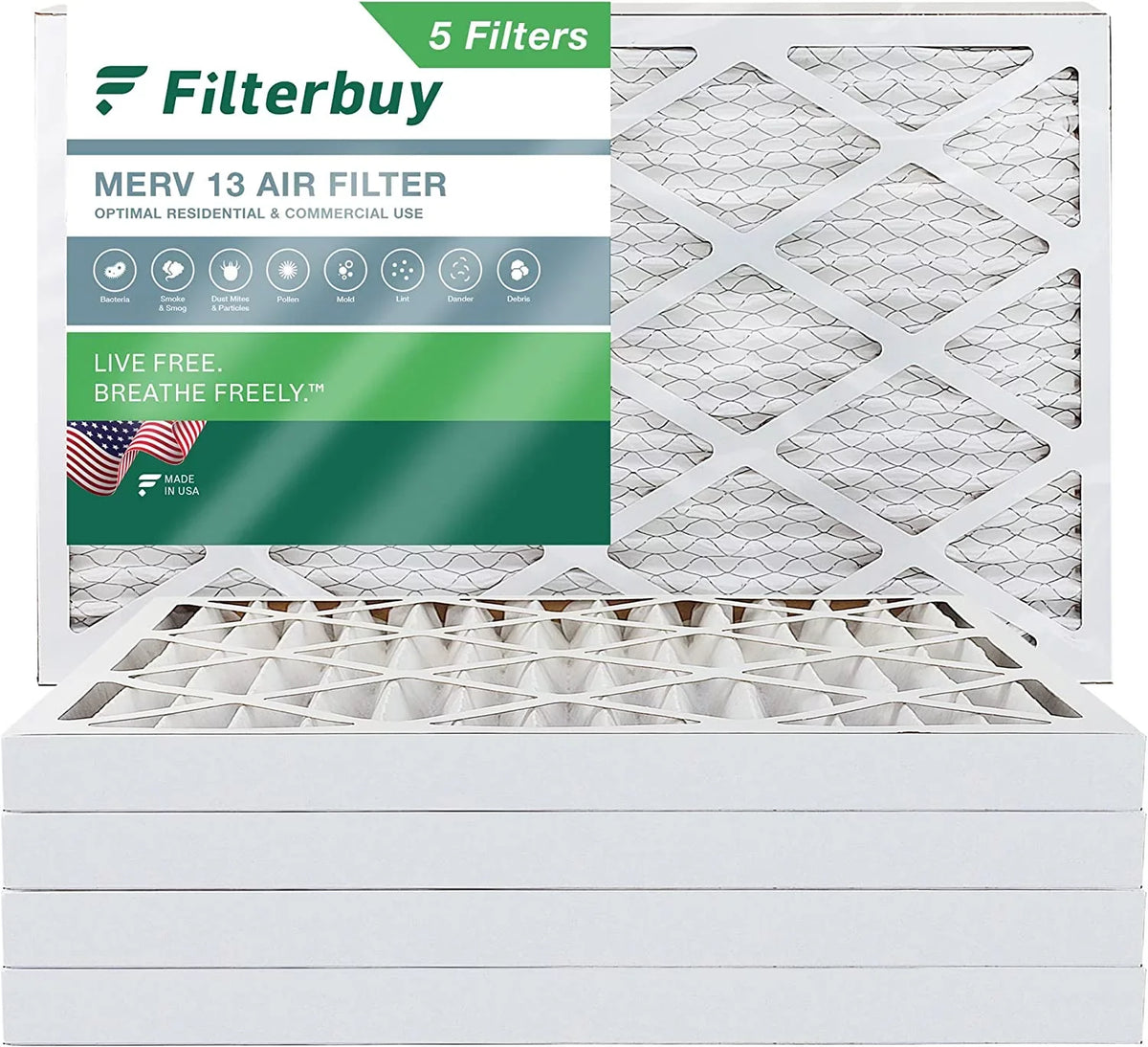 16x36x2 Pleated Filterbuy 13 Air (5-Pack) MERV Furnace AC Filters HVAC