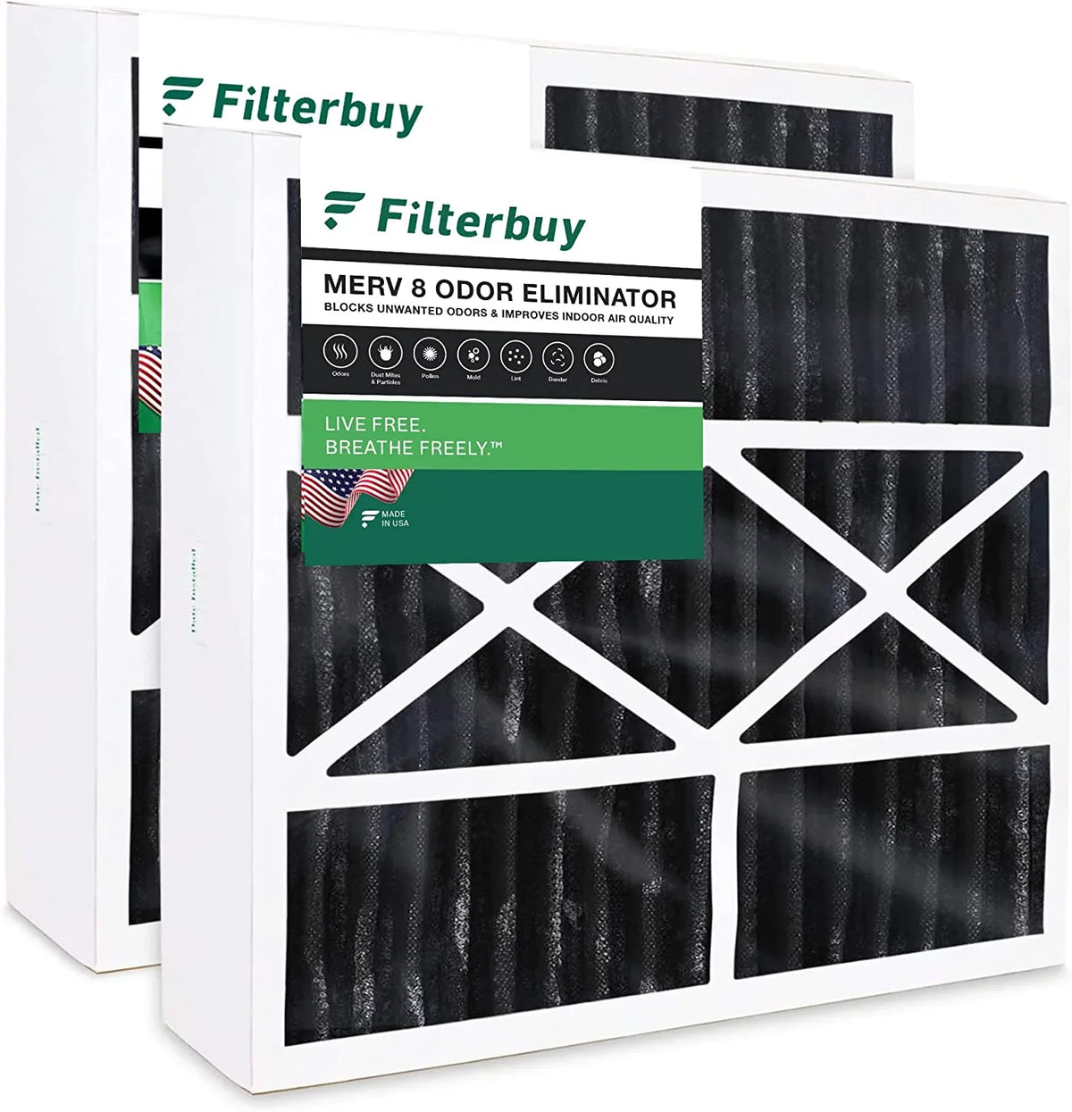 Bear Pleated Furnace for Activated AC Carbon MERV with Filterbuy 20x20x5 Odor Filters Trion 255649-103 HVAC Eliminator Air 8 Air (2-Pack)