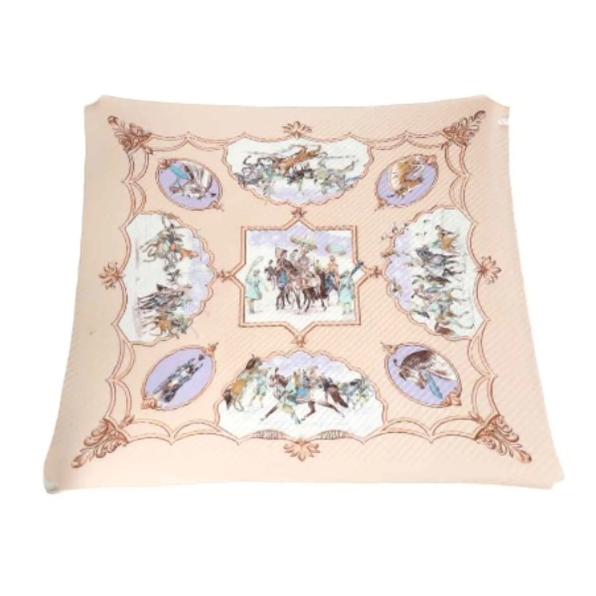 Hermes Beige Pre-Owned Horse Carre Scarf HERMES Pink (Fair) Pattern Pleated