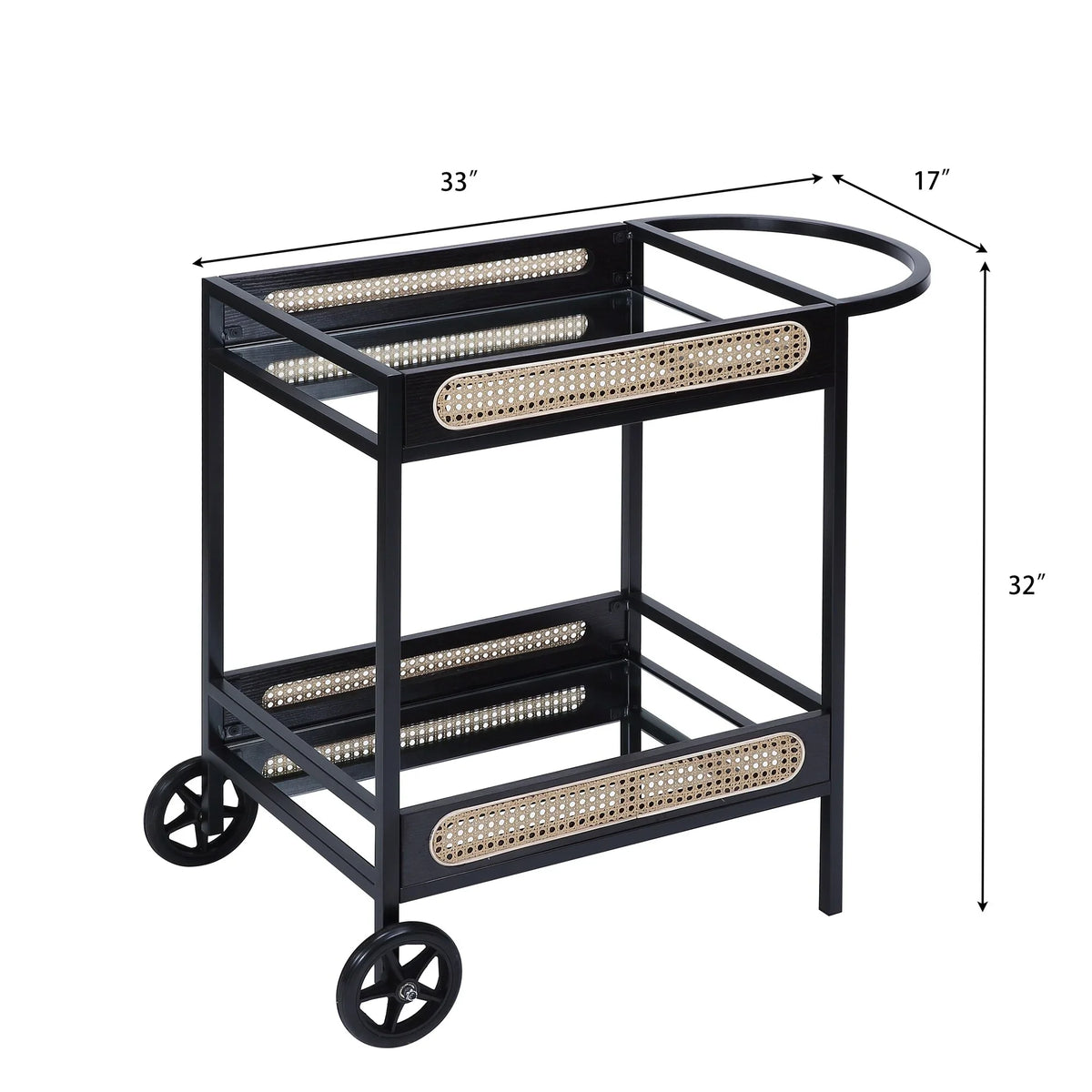 Black Metal Finish & Kitchen Cart, Carts Serving BESTCOSTY Wood