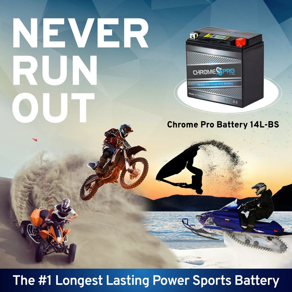 for - (ace) Ryker 2020) Years Pro Ytx14l-bs 600cc Battery 12volt, Chrome iGel (14l-bs (2019 Brp Battery (can-am) Motorcycle AGM 14ah)