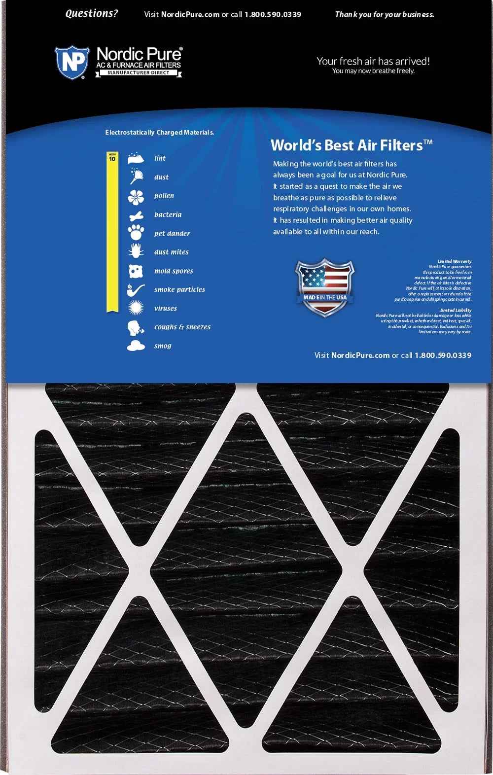 Replacement Bear Air MERV AC 10 7/8) 16x25x5 (4 Plus Carbon Pack Filter 4