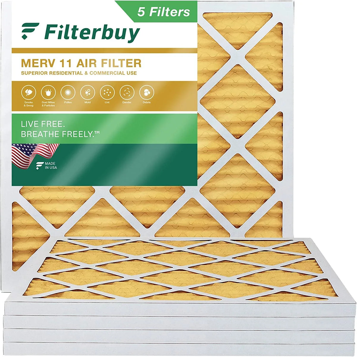 11 AC Pleated Filters HVAC 14x14x1 Furnace MERV (5-Pack) Filterbuy Air