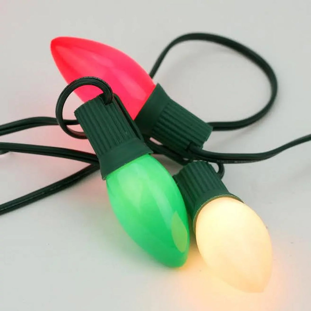 Lights String Christmas Green/Red Green Wire - 25ct C9 Northlight 24'