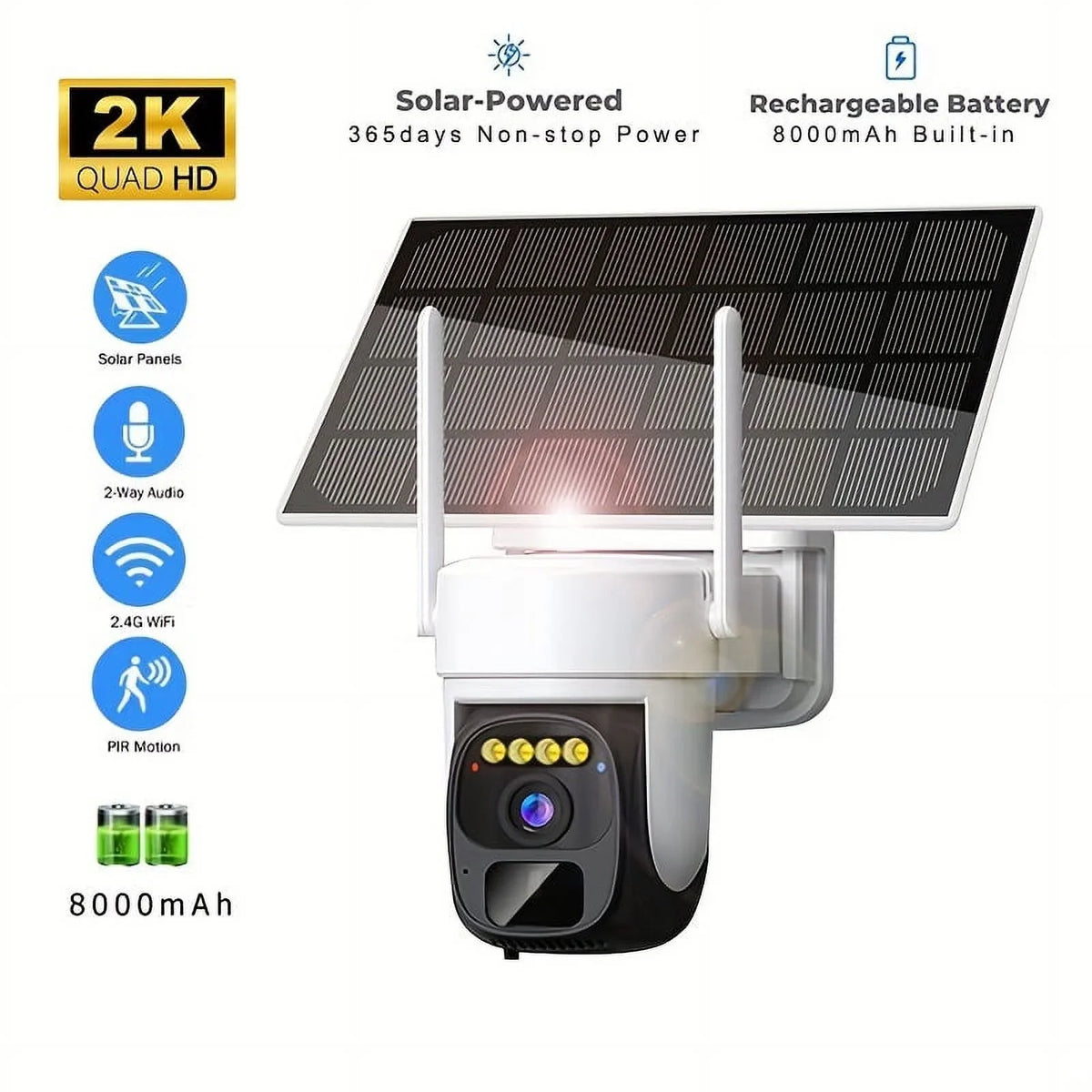 Outdoor Easter, President's Solar-Powered Day, IP66 360° 2K Birthdays, Camera Vision, Talk, Detection, Gift Night 2-Way & for Tilt - Color Wireless Pan with Perfect Motion Waterproof Boys 3MP Security
