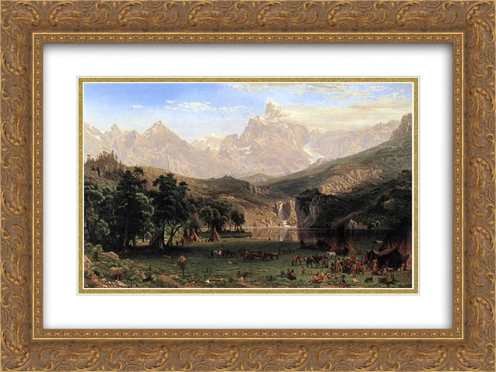 'The Print Landers Art Matted 24x18 Rocky Gold Bierstadt Ornate Mountains, Framed Peak' 2x Albert