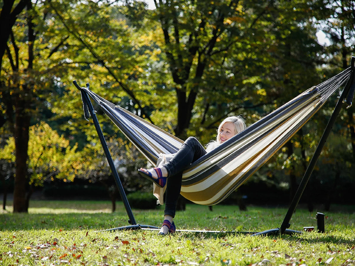 Gold Hamptons Style 110” Steel Hammock Hammock and Striped Collection The with Brazilian Grey a