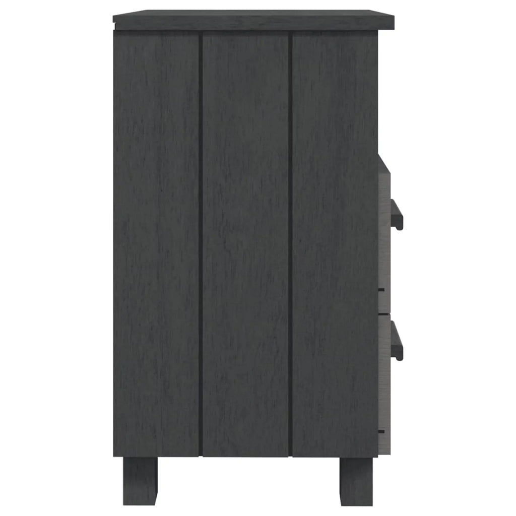 Gray Wood 15.7"x13.8"x24.4" Bedside pcs 2 HAMAR Solid Irfora Cabinets Dark