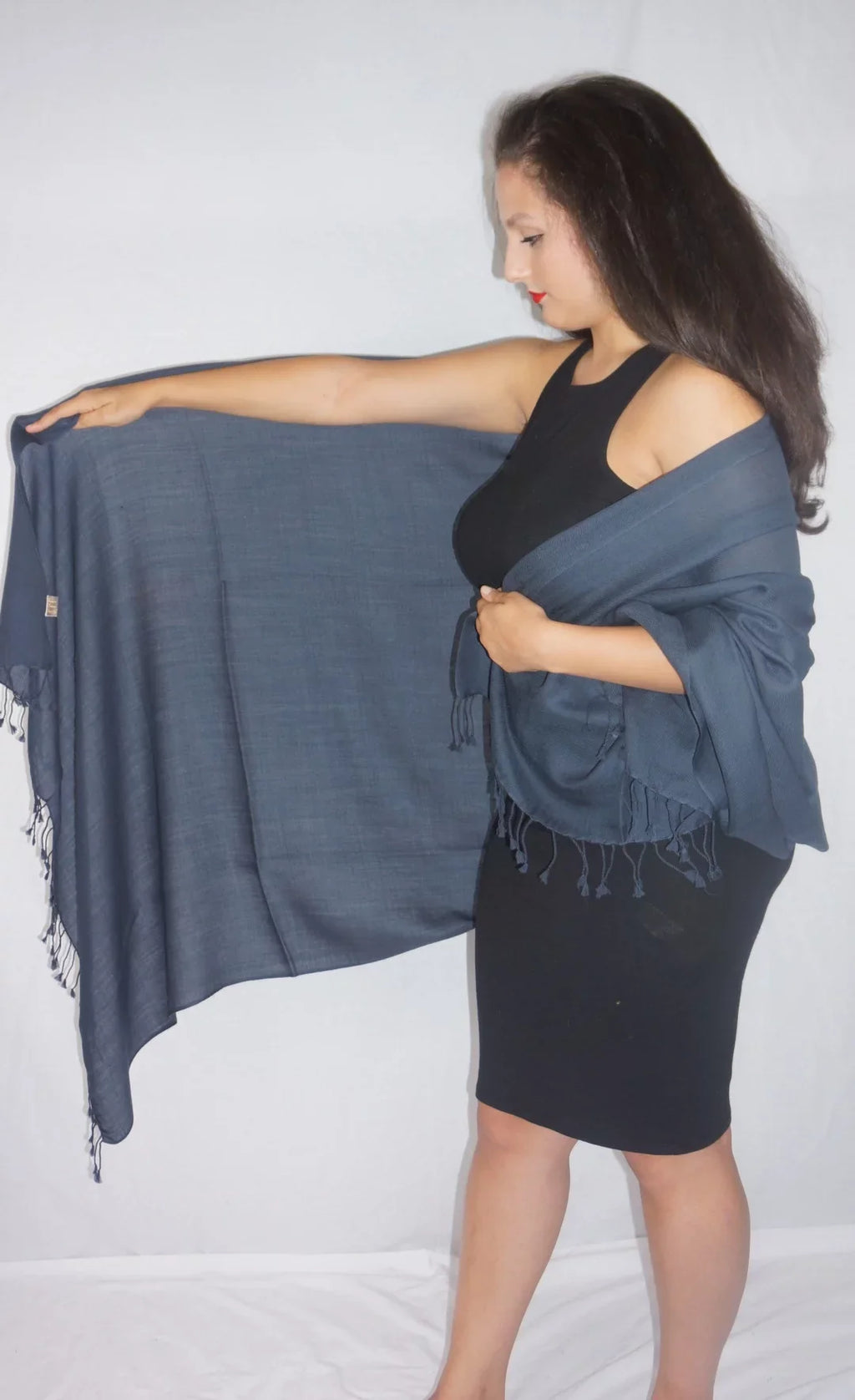 Shawl) Shawl/Shawls/Scarf/Scarves/Wrap/Stole/Muffler/Cape/Ruana/Blanket/Throw/Pashmina Charcoal Regular Shawl/Cashmere Scarf/Wool/Silk (Dark