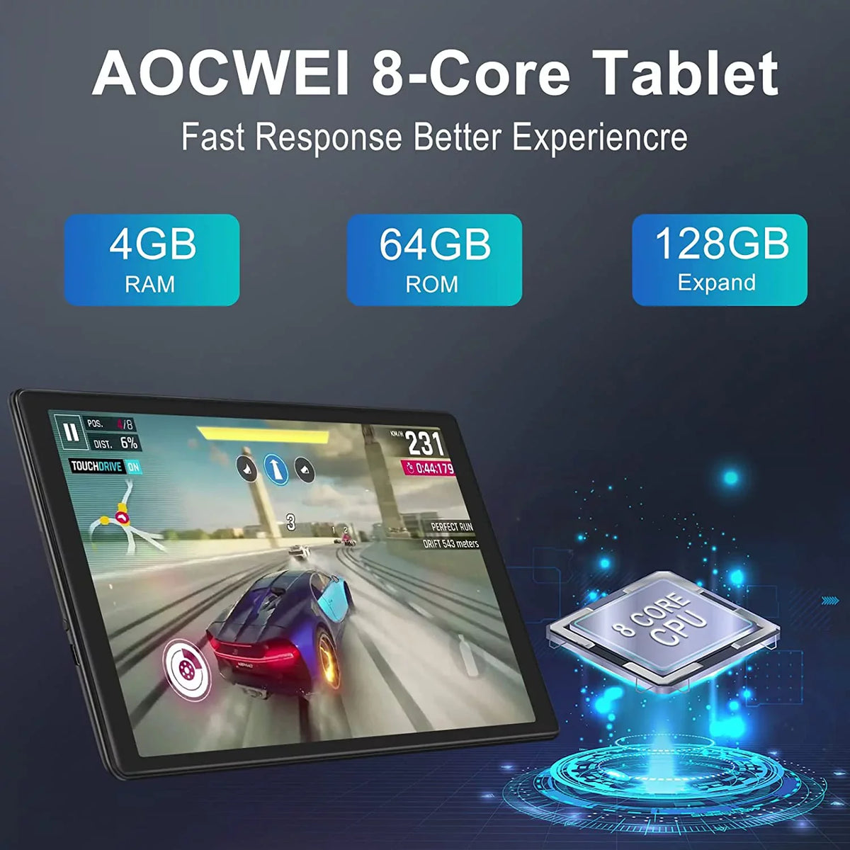 Screen Tablets Split inch Case 4GB Tablet ROM HD Pink Touchscreen Kids IPS 10 RAM Drop-Proof 11 Wifi Android 64GB