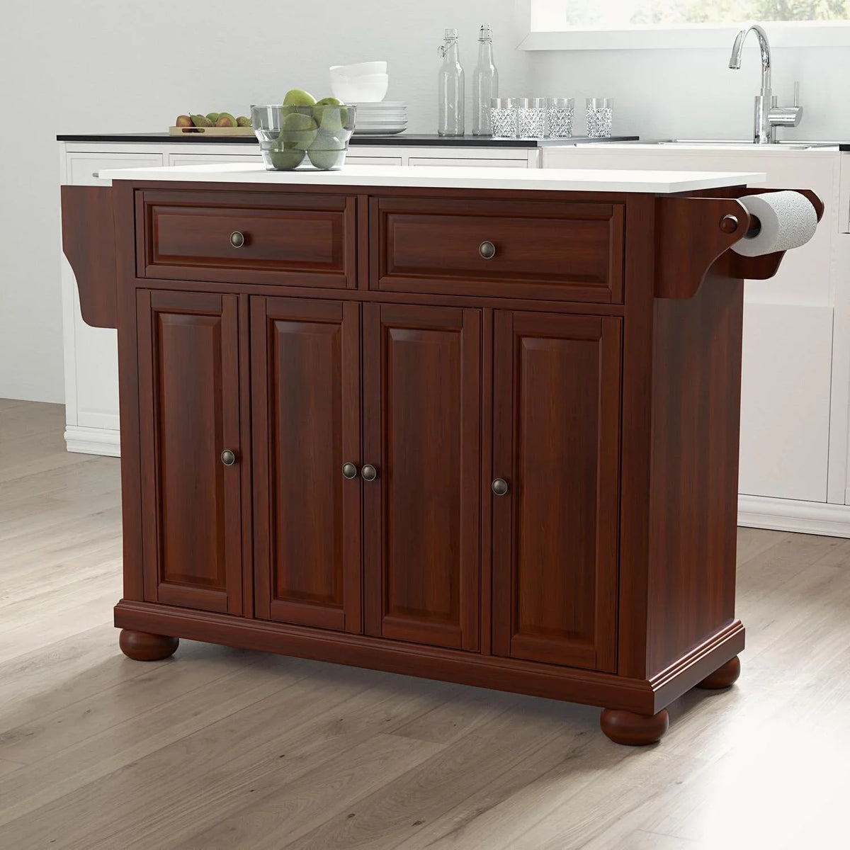 Maykoosh Kitchen Black/White Cottage Country Island/Cart Size Full Top Stone
