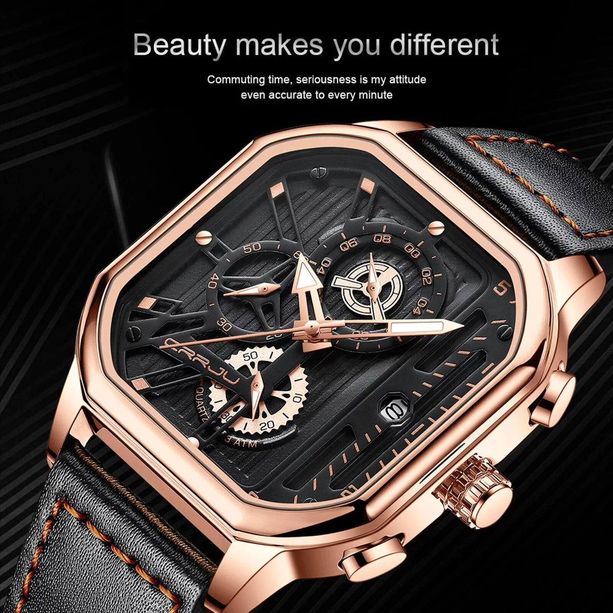 Quartz Date Watch Business Luminous Waterproof Chronograph Men's Leather Luxury