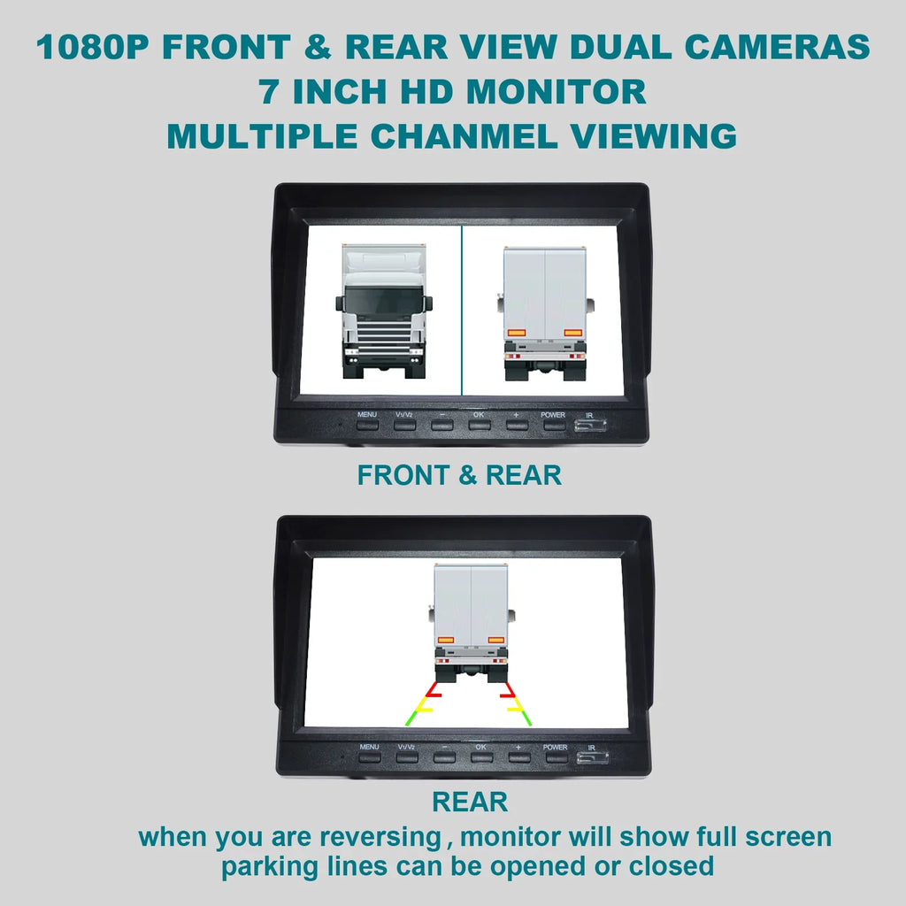 for Camera with Backup DVR RV Monitor Driving 7" Video BSD Bus+2 Truck Recorder