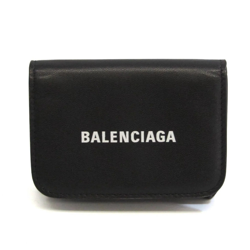 Cache Wallet Pre-Owned Balenciaga (tri-fold) Men,Women Leather Black 593813 (Good) Mini