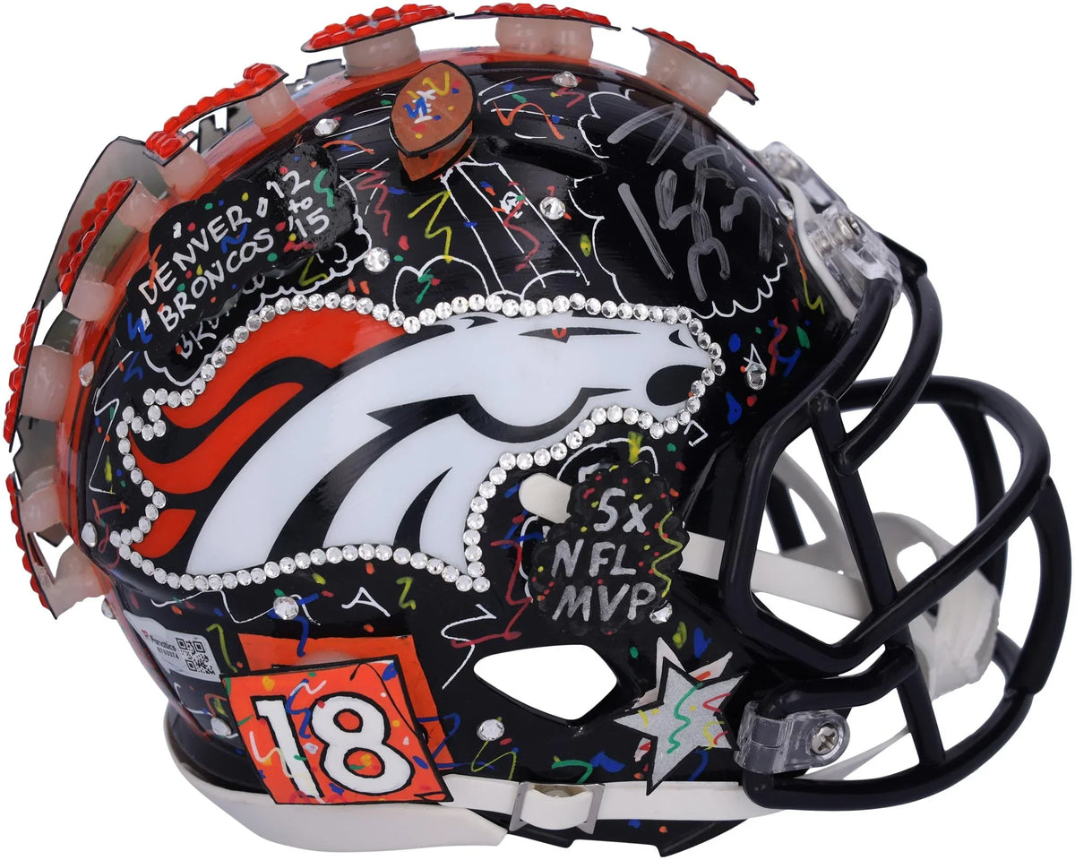 '- Helmet - Authentic Certified Charles Broncos Fazzino Fanatics - Hand Peyton by B703374 Denver Artist Manning Autographed Mini Painted