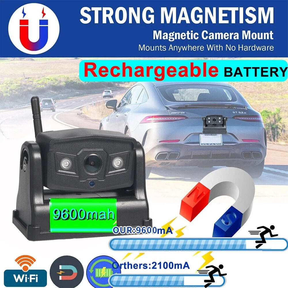 Battery View Camera, WiFi Camera 9600mAh Jahy2Tech Magnetic Backup Wireless Front/Rear